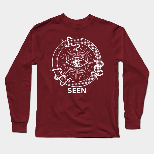 Black and White Mystic T-shirt Design With All Seeing Eye Long Sleeve T-Shirt by Michael Great 